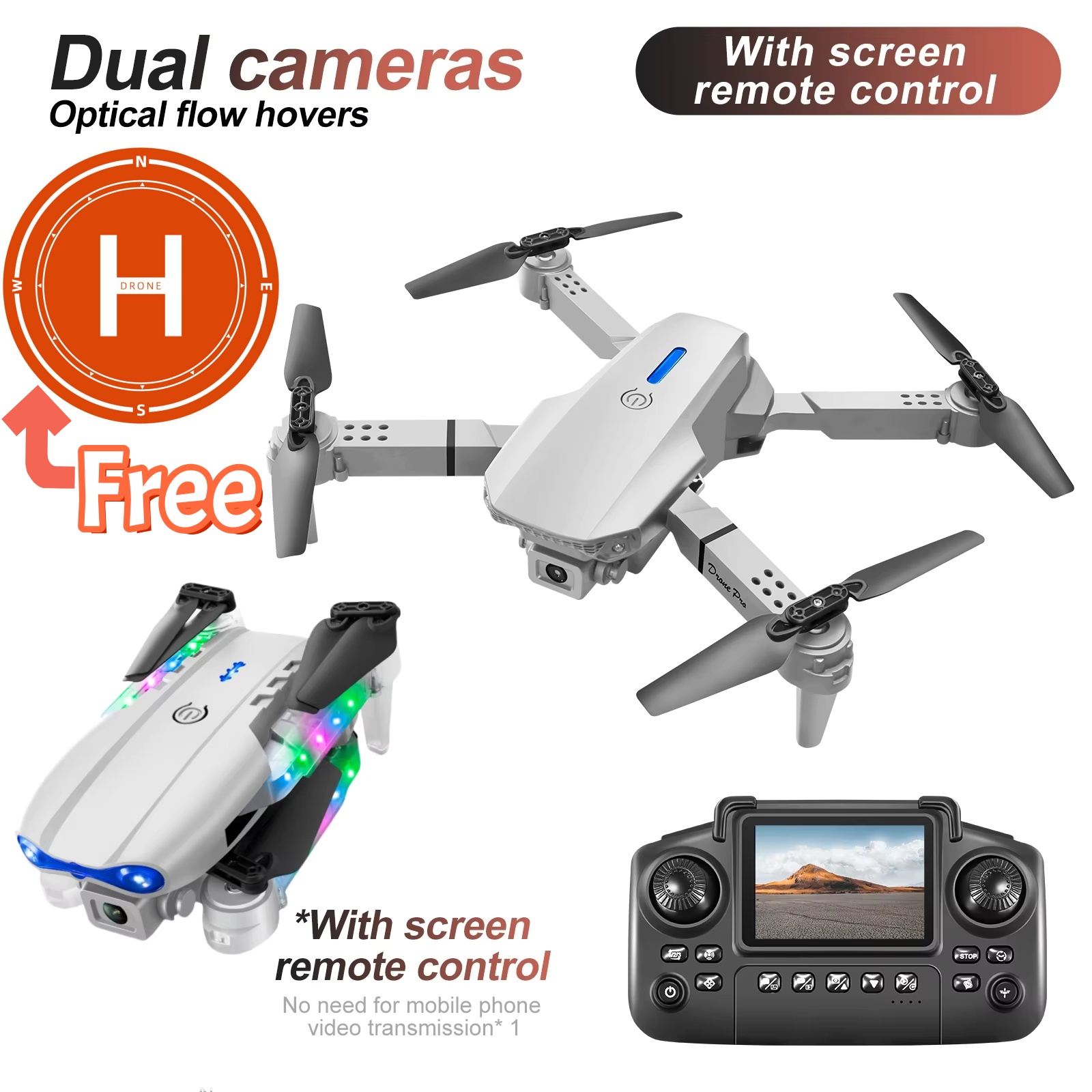 Drone Rc E99 K3 - Mini Dron Blanco Gris E88 E99