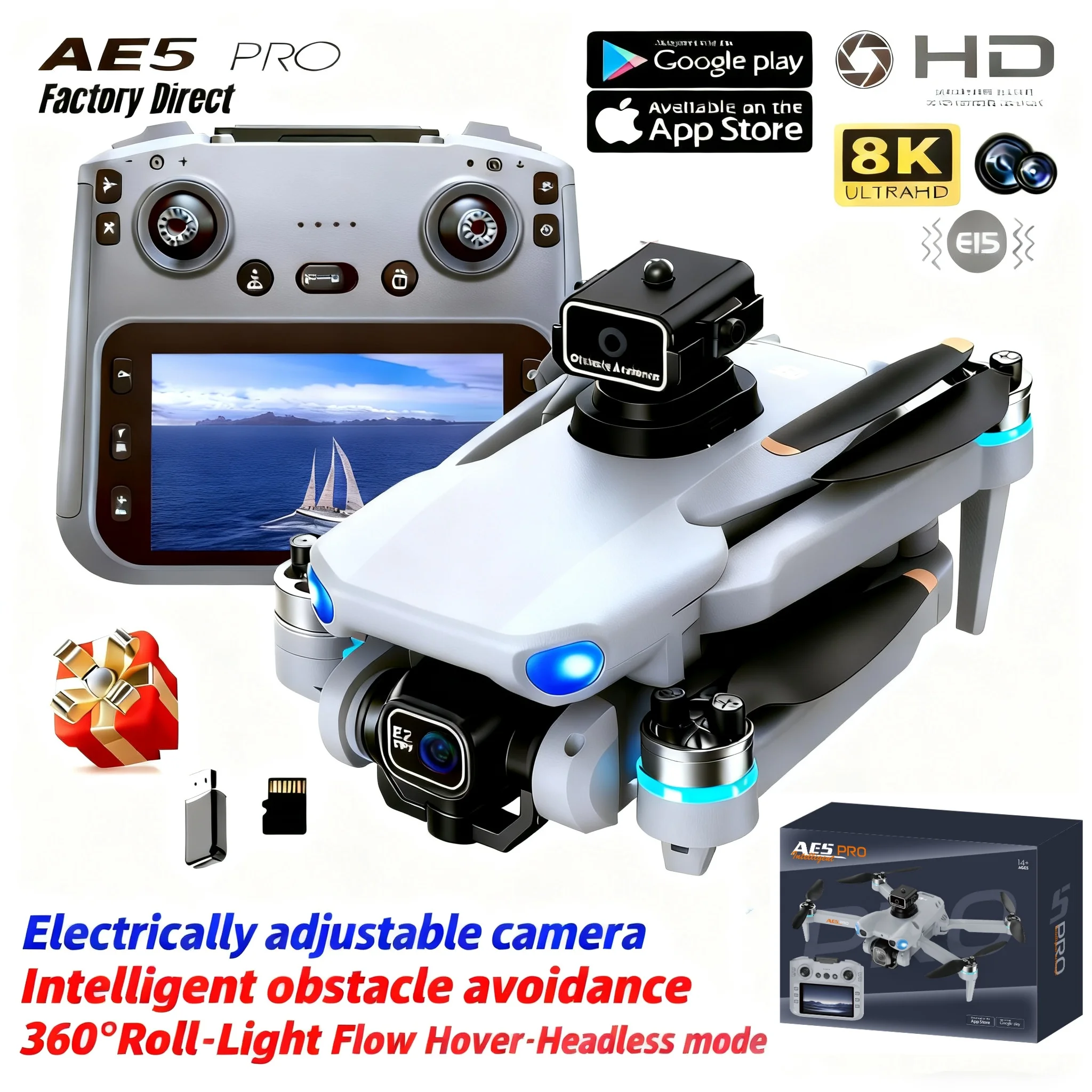 Drone Pro Rc Ufo - Dron AE5 Pro 8K HD con