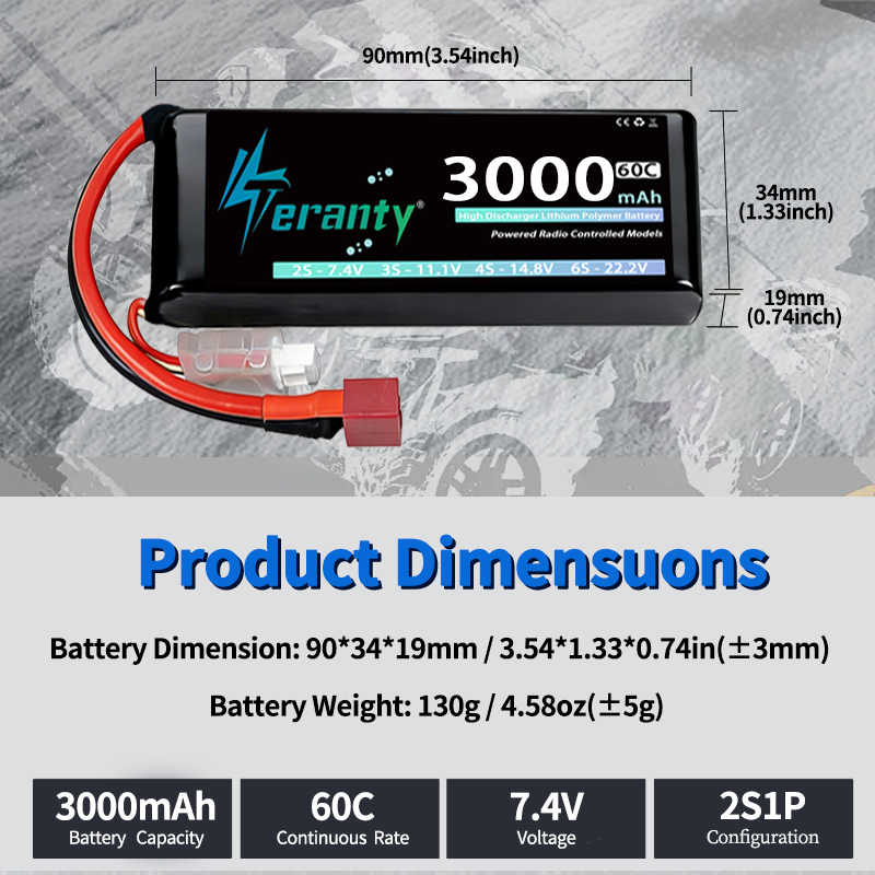 Batería Lipo TERANTY 2S 3000mA - Drone Rc Truck reseña y precio