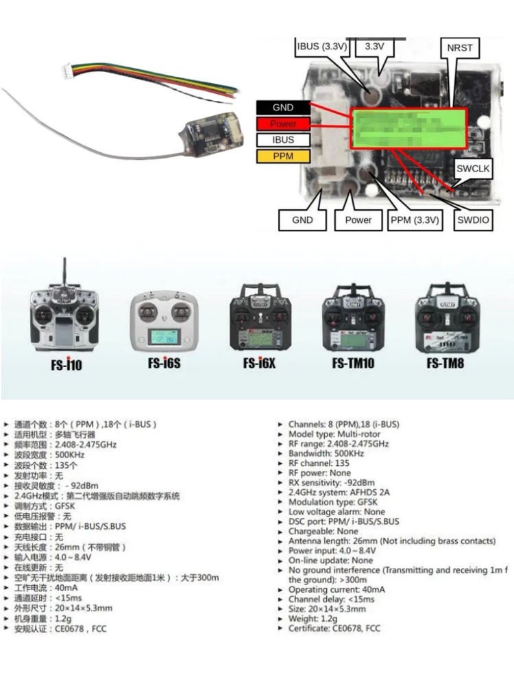 Receptor Mini Flysky FS-8A 8CH - Nano Quad Fpv reseña y precio