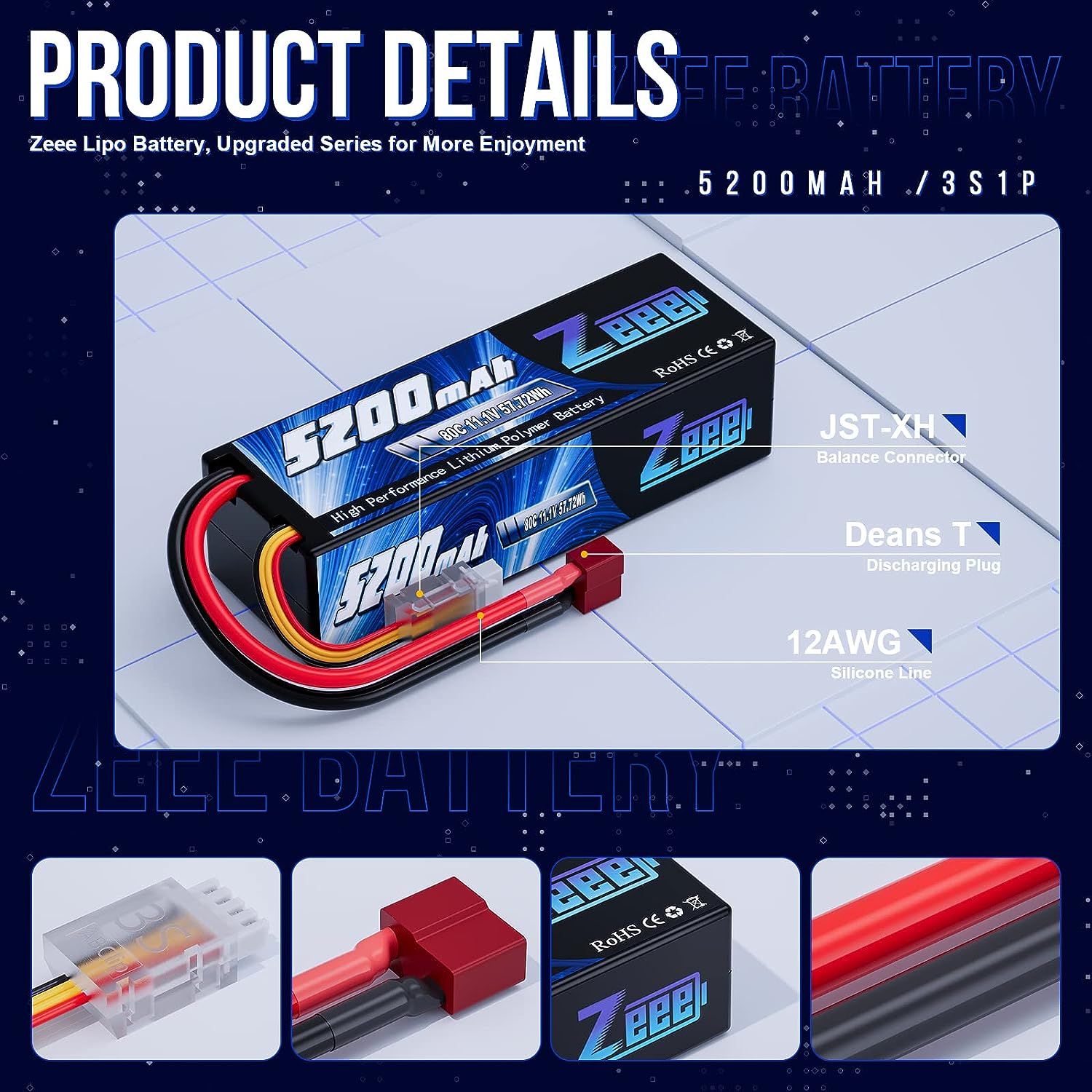 1/2 Uds Zeee 3S 5200mAh Lipo b - Drone Rc Truck reseña y precio