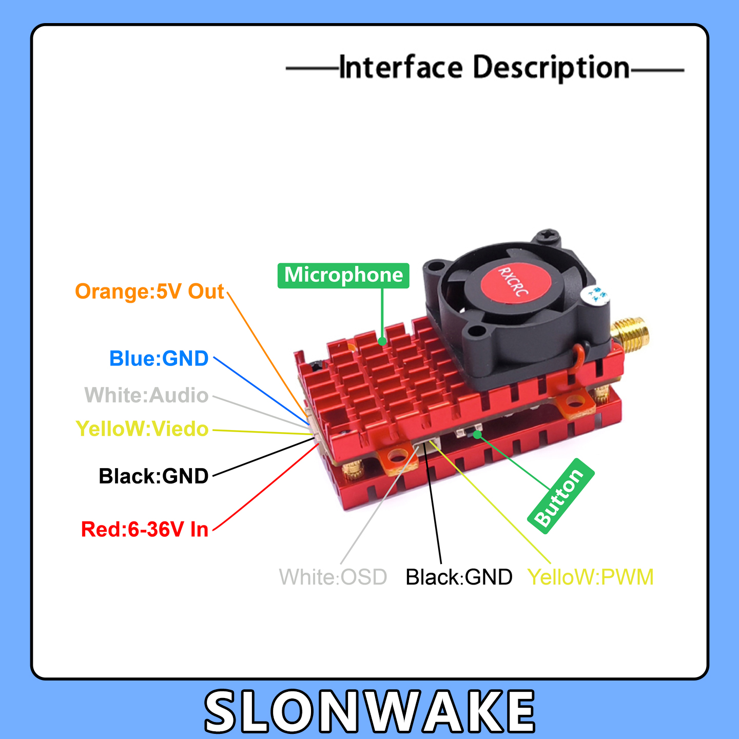 SLONWAKE 5,8G 2W VTX FPV 1800T - Telemetry Module Rc reseña y precio