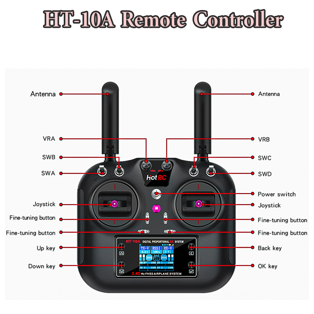 Transmisor Hotrc HT-10A 2.4G 1 - Drone Helicopter Rc reseña y precio