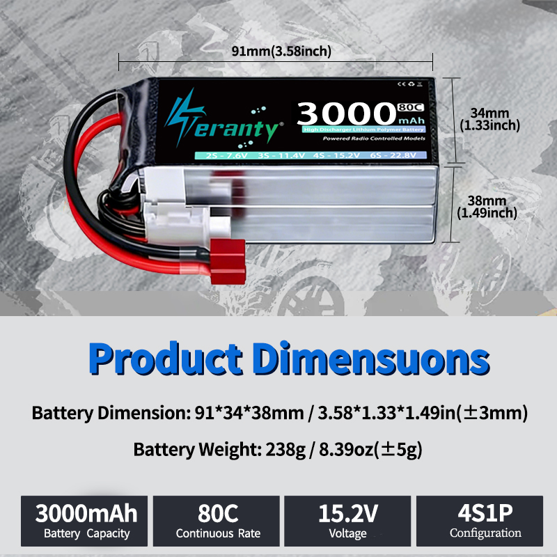 2 Baterías Lipo TERANTY de 14. - Drone Rc Truck reseña y precio